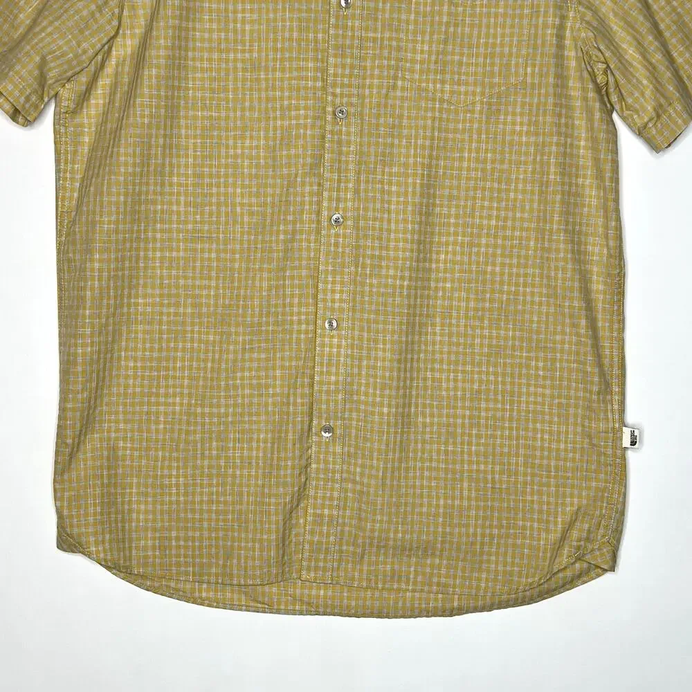 The North Face Short Sleeve Checkered Button Shirt Yellow Mens Large